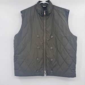 J Crew Vest Men Large Brown Quilted Puffer Full Zip Preppy Outdoor Lightweight